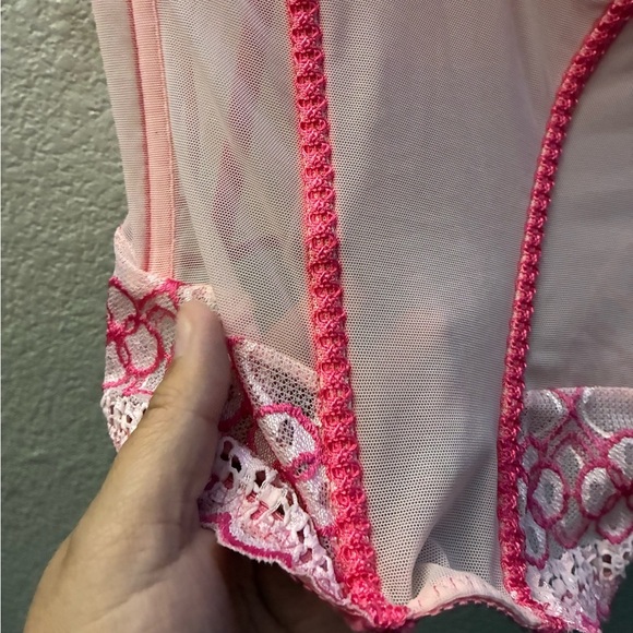 Elegant Pink Lace Corset Bustier Top With Straps L - Picture 5 of 14